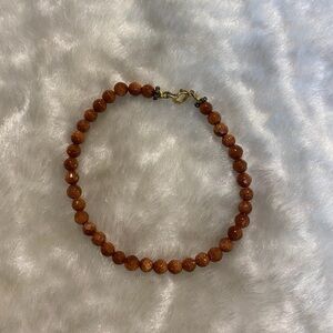 🍀14k Goldstone GF Small Goldstone Brown Beaded Bracelet